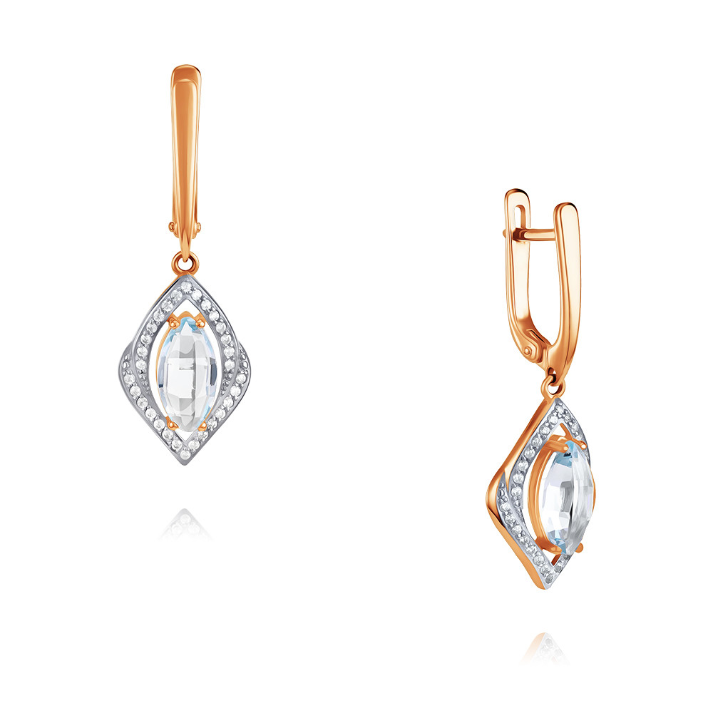 

Серьги подвески из красного золота ADAMAS 24041108/01-А50Д-659, фианит/топаз, 24041108/01-А50Д-659