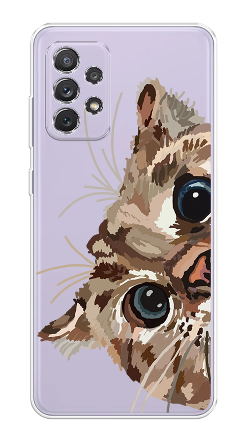 

Чехол на Samsung Galaxy A73 "Любопытный кот", Коричневый;синий;черный, 2104650-1