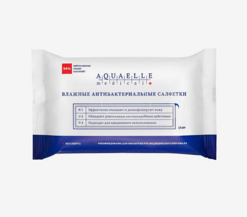 

Влажные салфетки Aquaelle Medical Антибактериальные 15 шт.