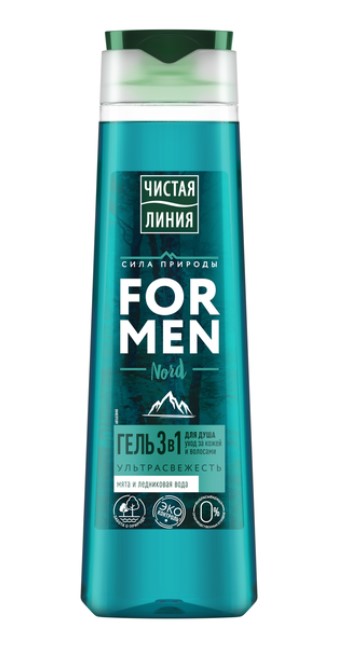 фото Гель для душа чистая линия for men 3 в 1 , мужской, 400 мл