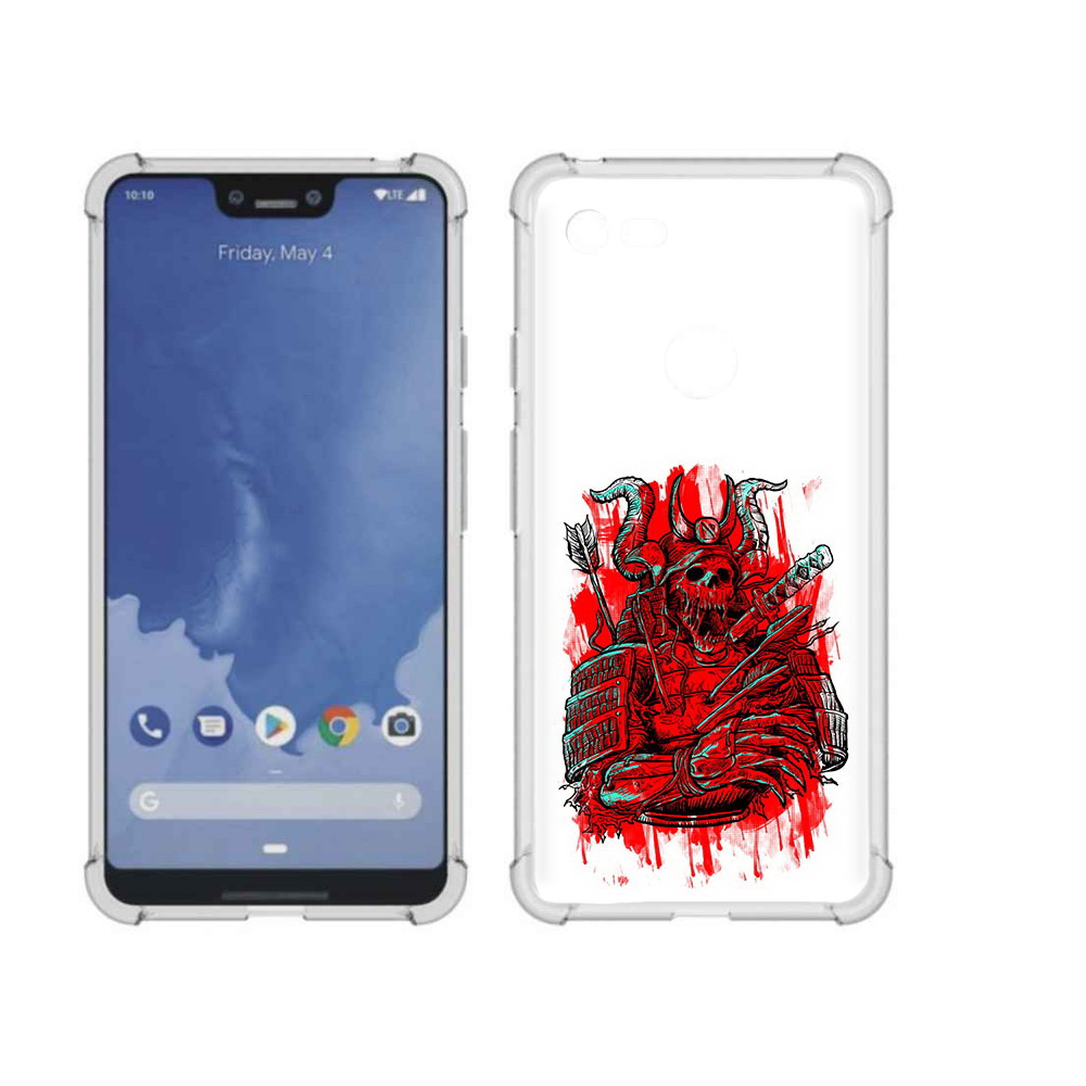 

Чехол MyPads Tocco для Google Pixel 3 XL красный скелет воин, Прозрачный, Tocco