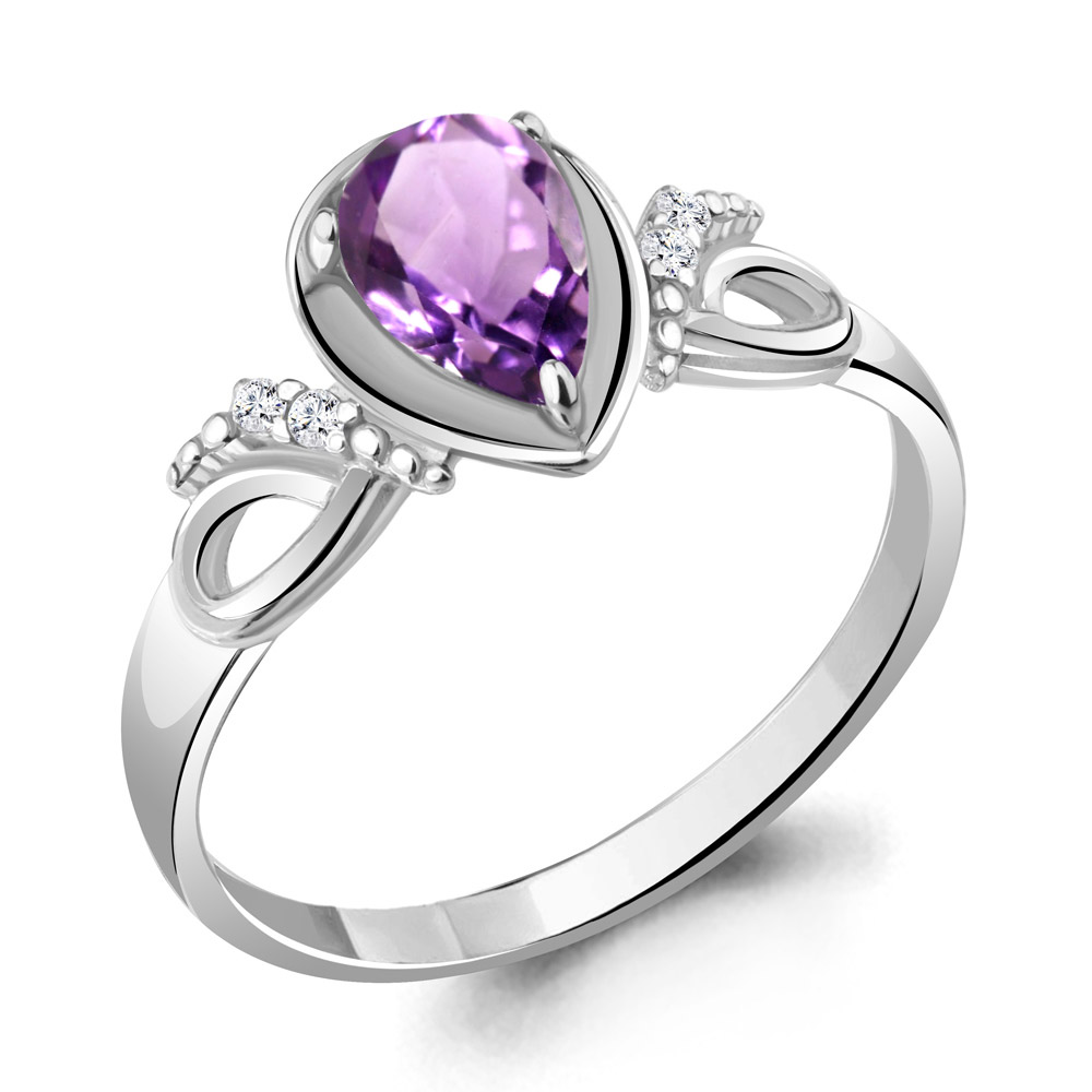 

Кольцо из серебра с аметистом\фианитом Aquamarine Aquamarine 6951804А_925_р р. 17, 6951804А_925_р