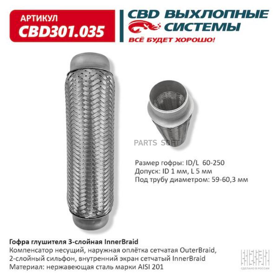 

CBD CBD301035 Гофра глушителя 60 x 250 3х-слойная Innerbraid