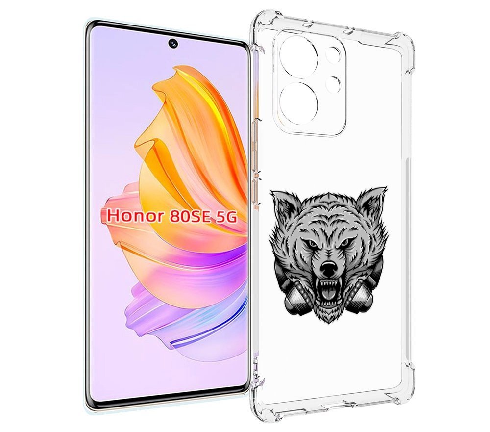 

Чехол MyPads Волк-в-наушниках мужской для Honor 80 SE, Прозрачный, Tocco