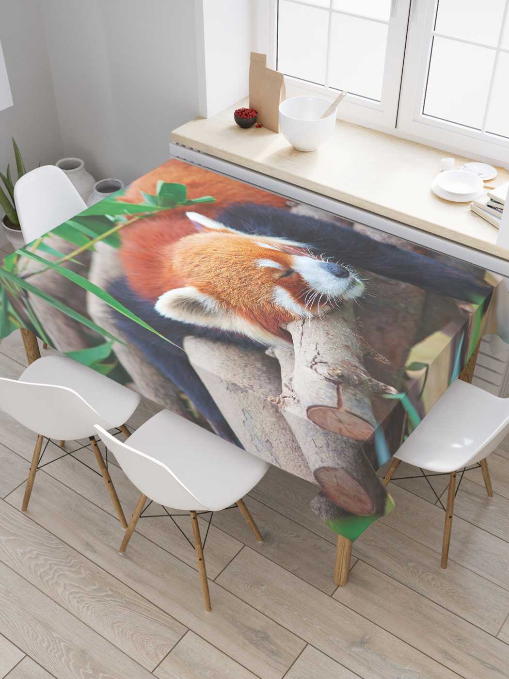 

Скатерть прямоугольная JoyArty "Спящая панда" из оксфорда, 180x145 см, Коричневый, Спящая панда