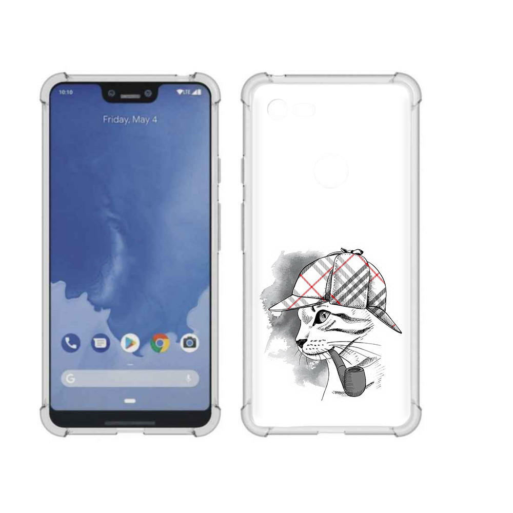 

Чехол MyPads Tocco для Google Pixel 3 XL кошка с трубкой, Прозрачный, Tocco