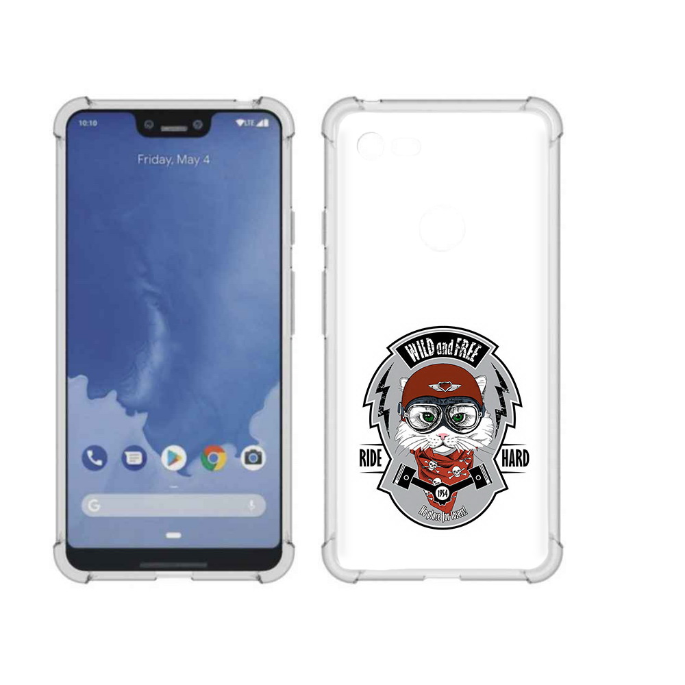 

Чехол MyPads Tocco для Google Pixel 3 XL кошка в шлеме, Прозрачный, Tocco