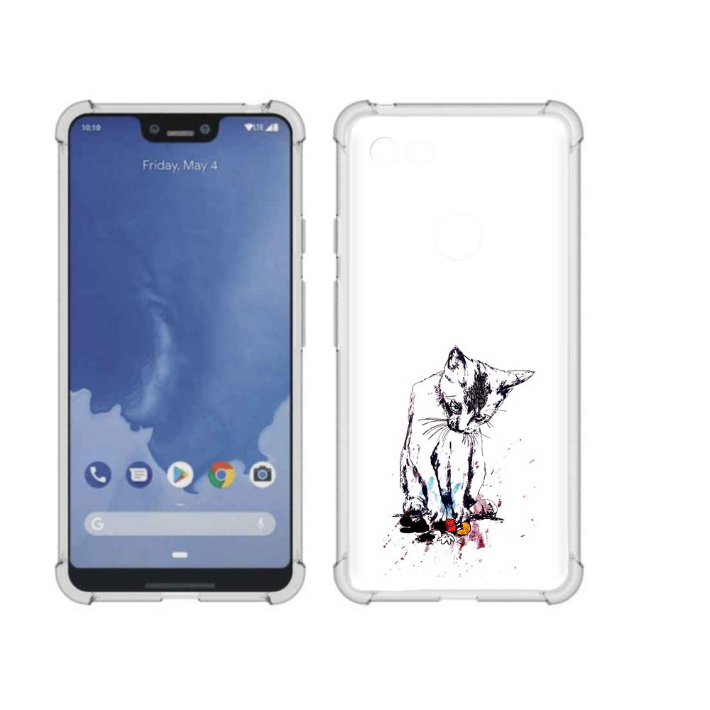 

Чехол MyPads Tocco для Google Pixel 3 XL кот и микки, Прозрачный, Tocco