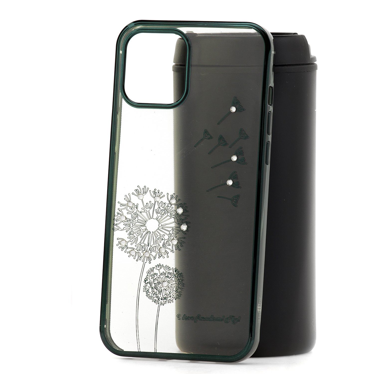 

Чехол для Apple iPhone 12 Pro Max КRUЧЕ Flash drill Blackish green, Прозрачный;зеленый
