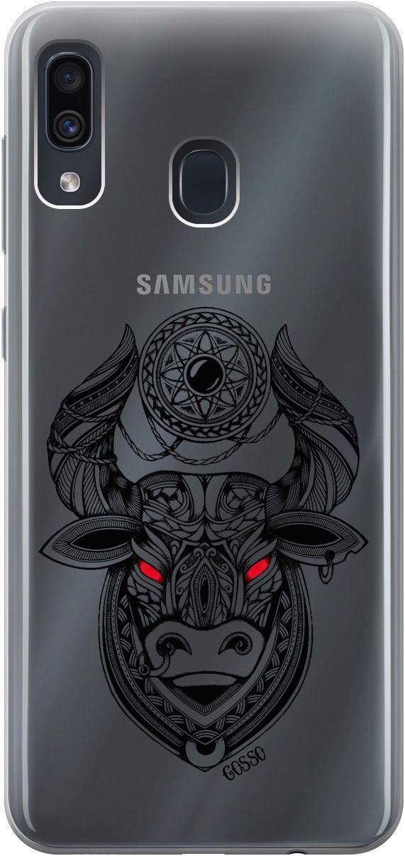 

Чехол на Samsung Galaxy A20/A30 с принтом "Grand Bull" прозрачный, Прозрачный;красный, 0