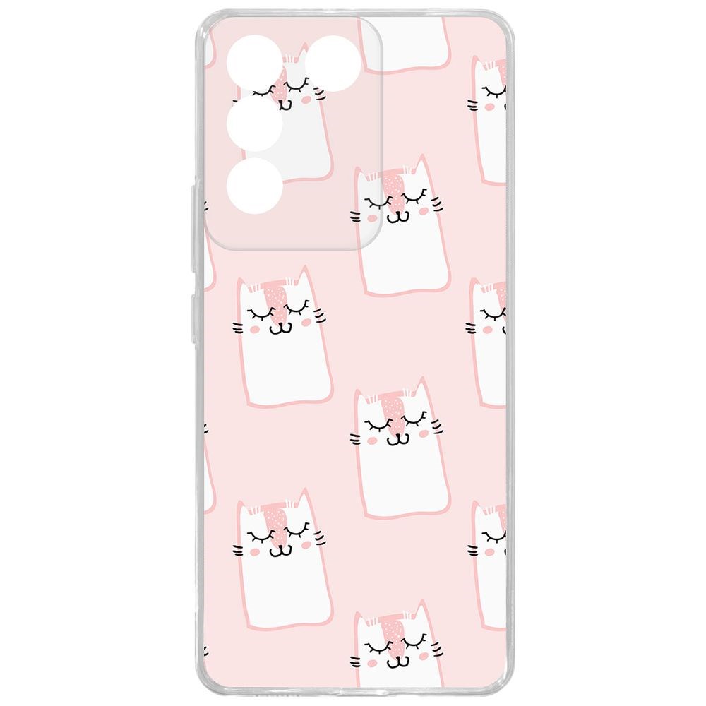 

Чехол-накладка Case Котики паттерн для Vivo V27e, Прозрачный