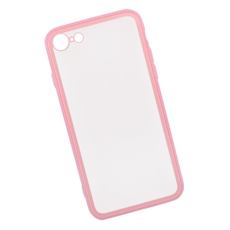 фото Чехол "lp" для iphone se 2/8/7 "glass case" с розовой рамкой (прозрачное стекло) liberty project