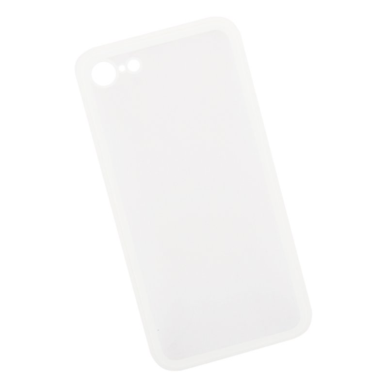 фото Чехол "lp" для iphone se 2/8/7 "glass case" с белой рамкой (прозрачное стекло) liberty project