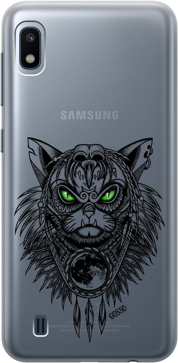 

Силиконовый чехол на Samsung Galaxy A10 с 3D принтом "Shaman Cat" прозрачный, Прозрачный;черный, 0