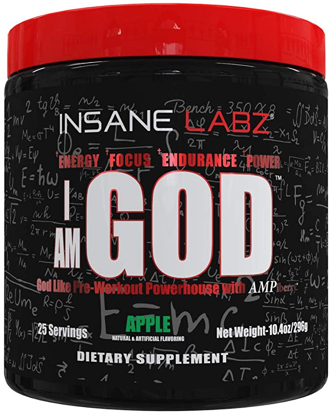 Предтренировочный комплекс Insane Labz I Am God 296 гр., 25 порций, вкус Яблоко