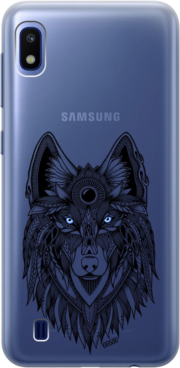 

Силиконовый чехол на Samsung Galaxy A10 с 3D принтом "Grand Wolf" прозрачный, Прозрачный;голубой, 0