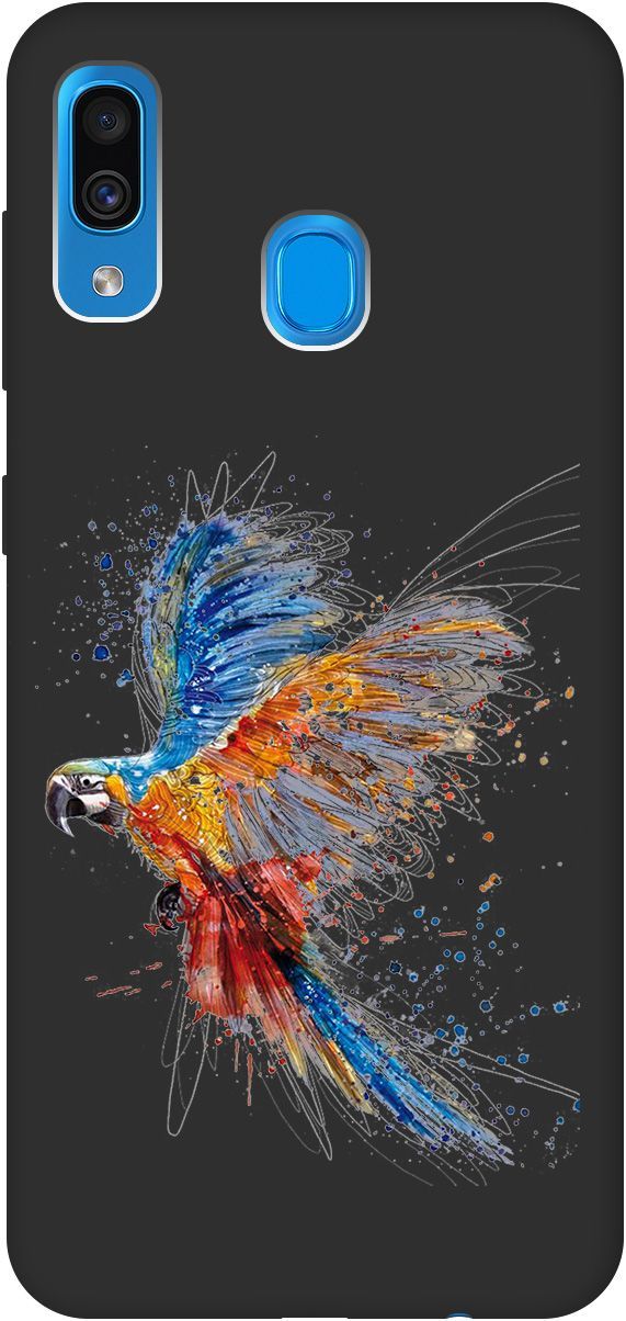 

Чехол на Samsung Galaxy A20/A30 с принтом "Colorful Parrot" черный, Черный;красный, 0