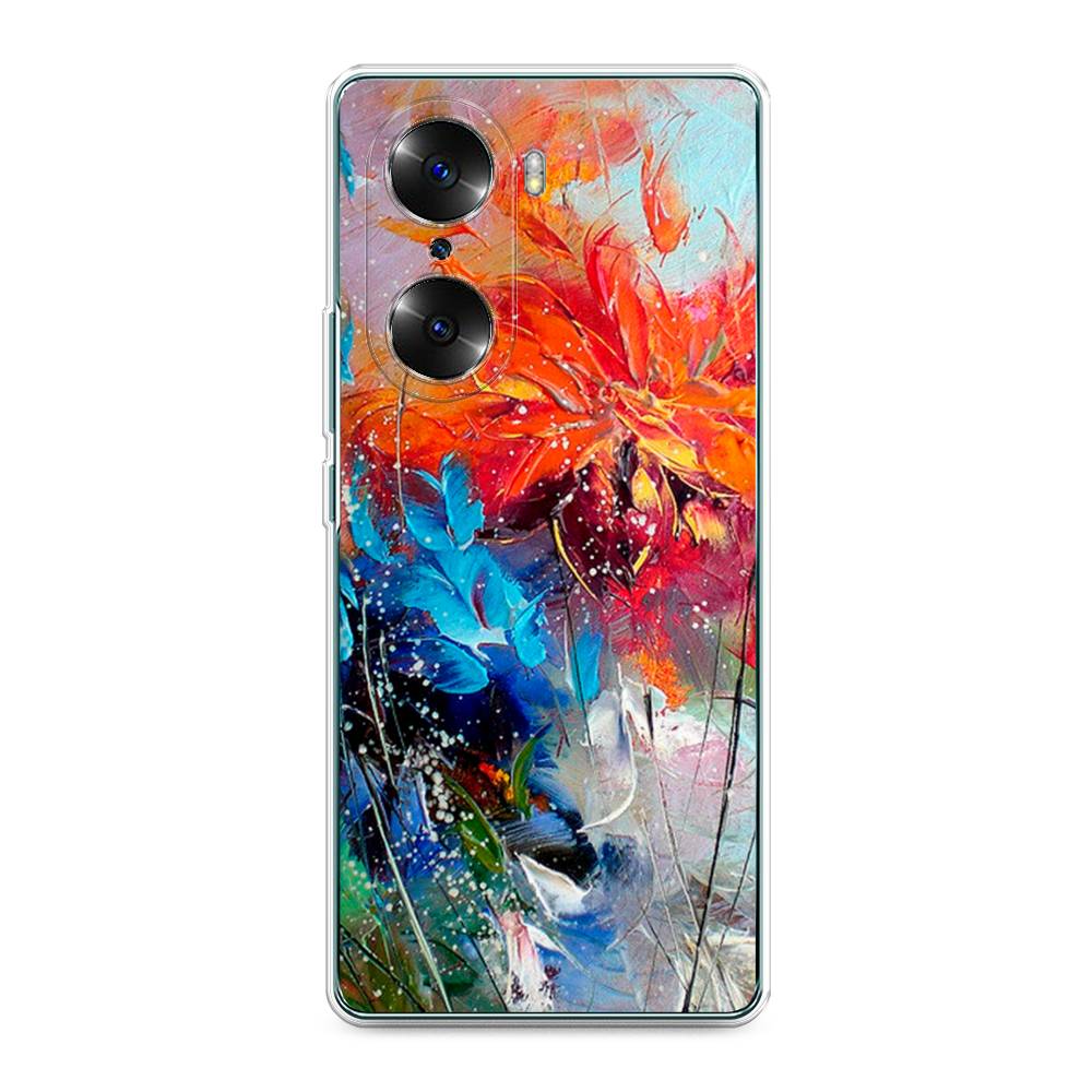 

Чехол на Honor 60 "Абстрактные цветы", Оранжевый;синий, 6106650-4