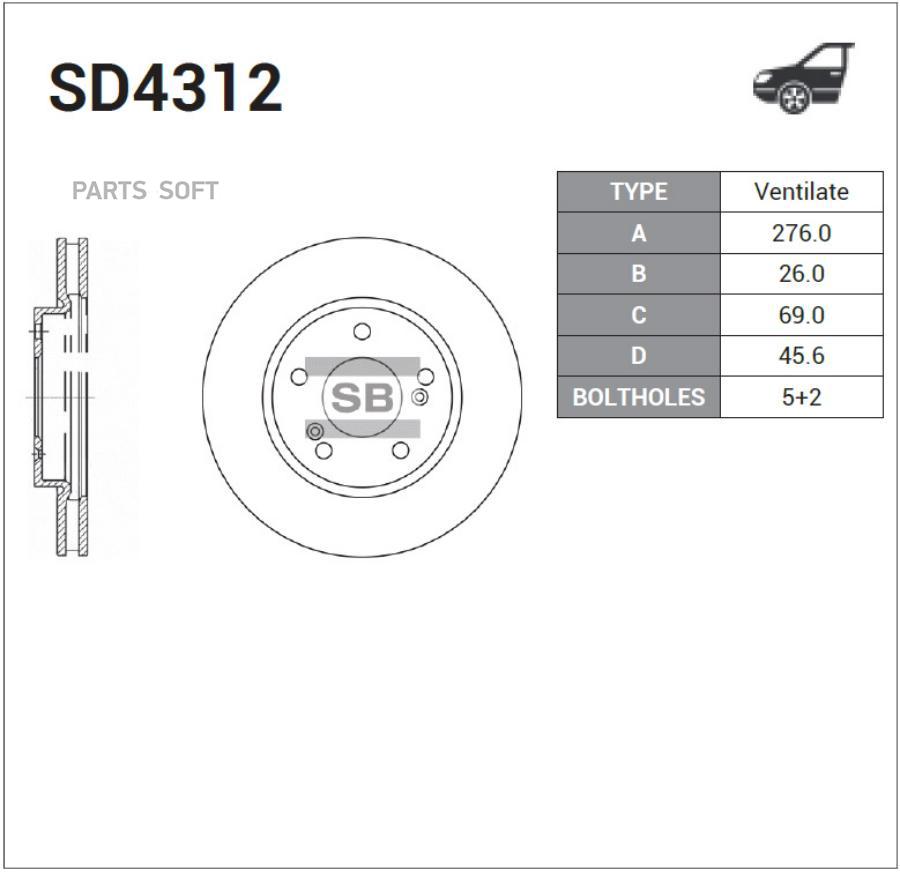 

Диск Тормозной Передний Мiтsuвisнi Есliрsе (Rs L4) 04- Sangsin brake sd4312