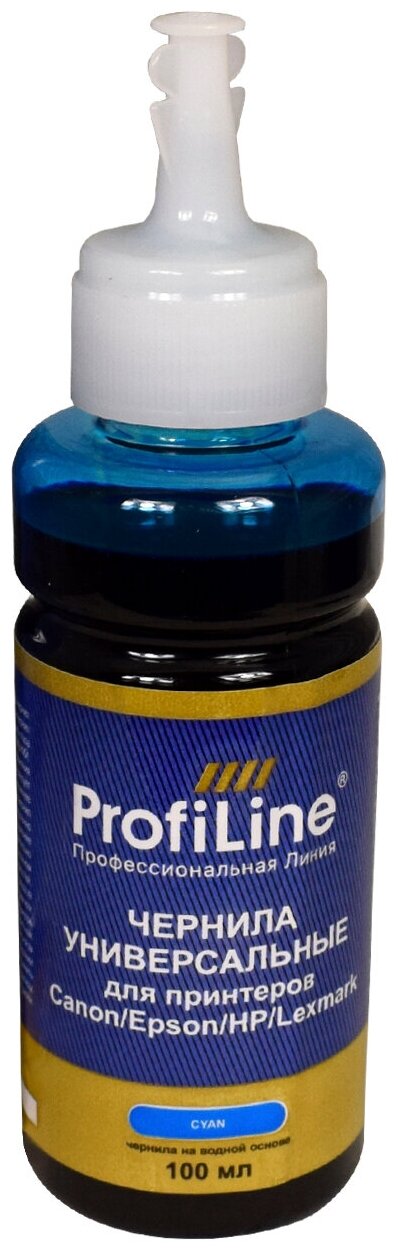 Чернила для струйного принтера Profiline PL_INK_U_C/E/H/L_C_100ml Blue, совместимый 600005543480 голубой