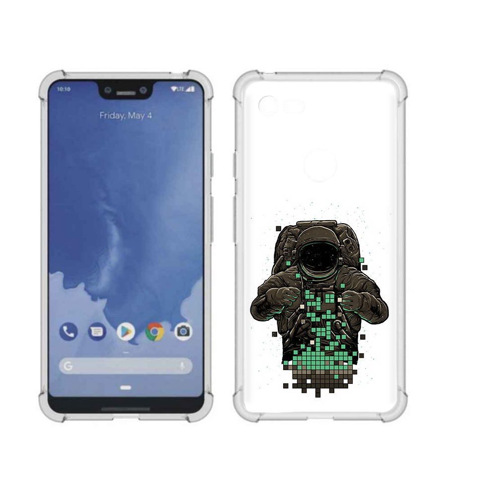 

Чехол MyPads Tocco для Google Pixel 3 XL космонавт с пикселями, Прозрачный, Tocco