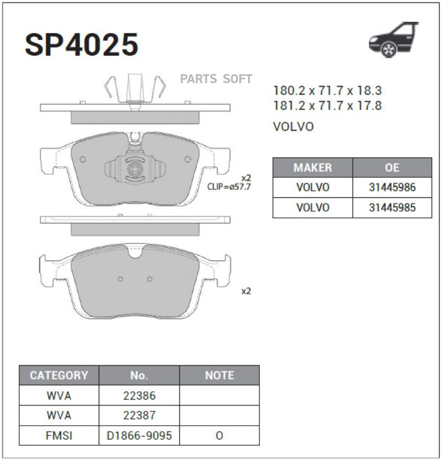

Тормозные колодки Sangsin brake передние sp4025