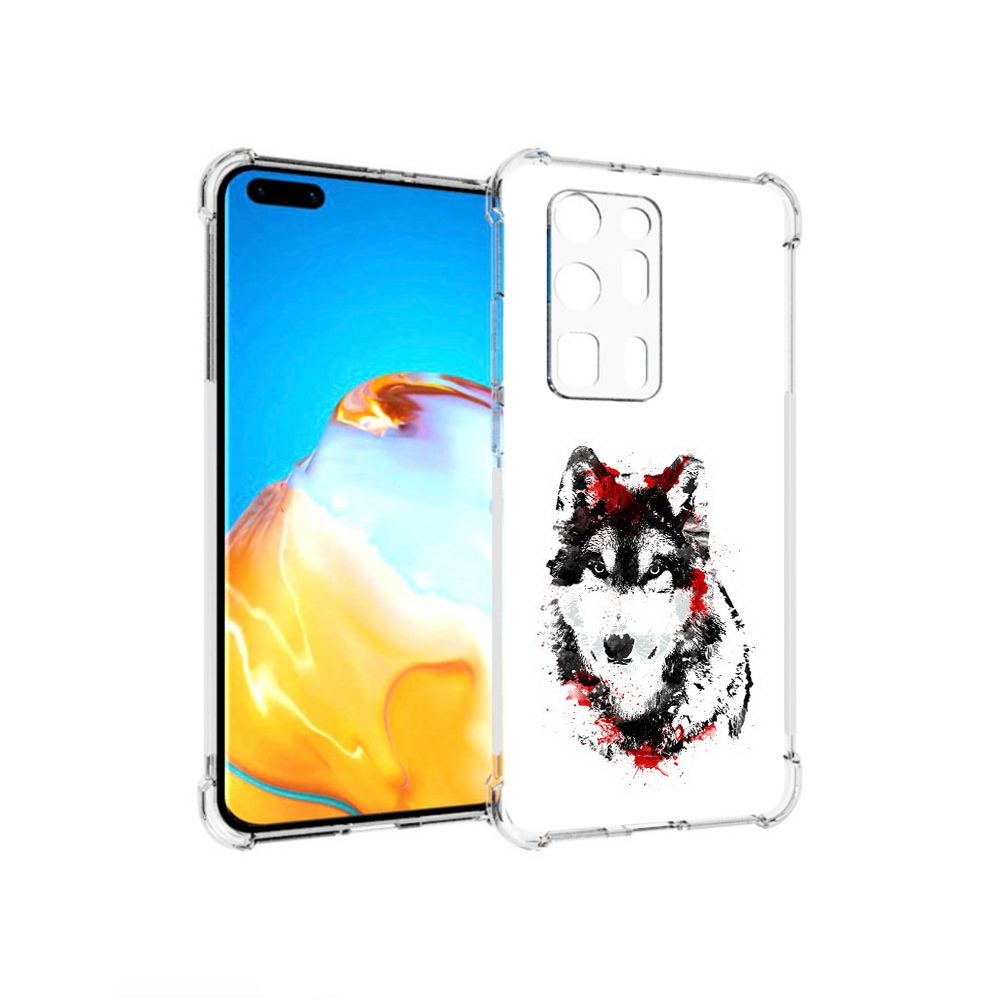 

Чехол MyPads Tocco для Huawei P40 Pro+ кровавый волк, Прозрачный, Tocco