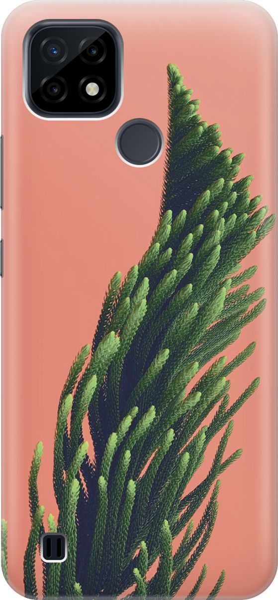 

Силиконовый чехол на realme C21 "Хвоя на розовом", Зеленый;розовый, 7001
