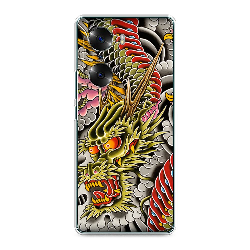 

Чехол на Honor 60 "Японский дракон", Желтый;розовый;красный, 6106650-4
