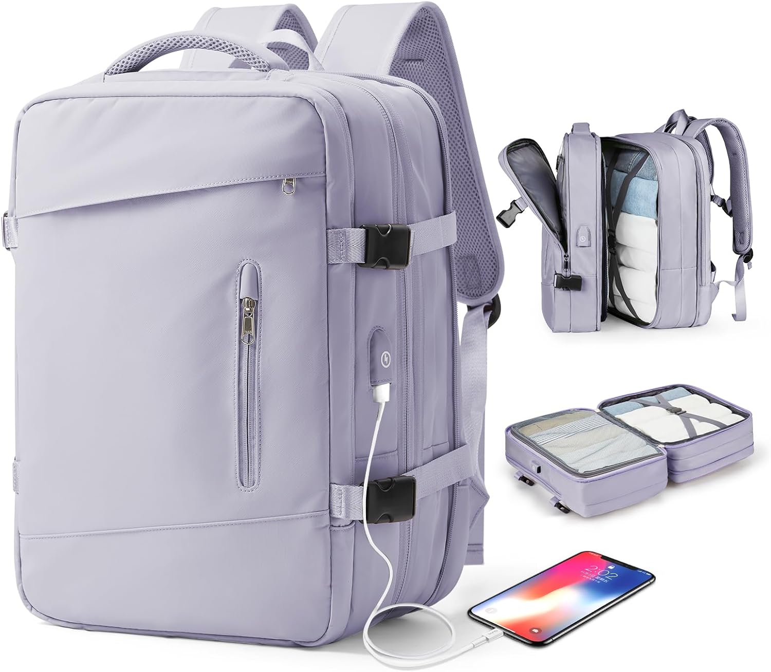 Рюкзак женский EXNEX OVERSAZ фиолетовый, 45х30х12 см