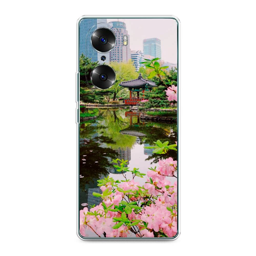 

Чехол на Honor 60 "Сакура возле озера", Зеленый;розовый;голубой, 6106650-2