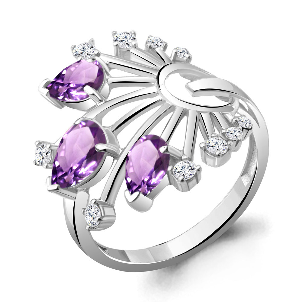 

Кольцо из серебра с аметистом\фианитом Aquamarine Aquamarine 6951304А_925_р р. 19,5, 6951304А_925_р