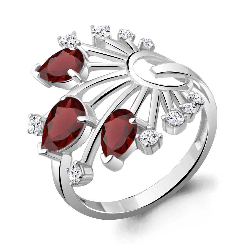 

Кольцо из серебра с гранатом Aquamarine Aquamarine 6951303А_925_р р. 17, 6951303А_925_р