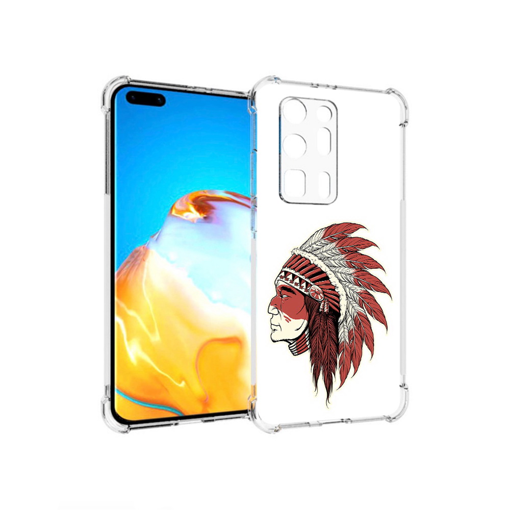 

Чехол MyPads Tocco для Huawei P40 Pro+ красный индеец, Прозрачный, Tocco