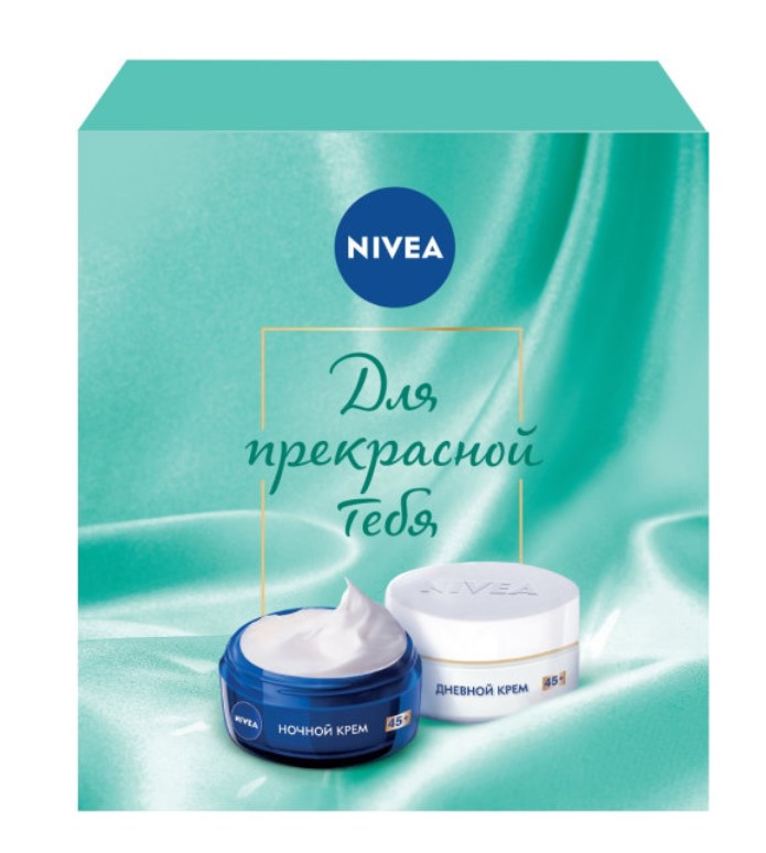 фото Подарочный набор nivea энергия молодости 45+ крем ночной, 45 мл + крем дневной, 45 мл