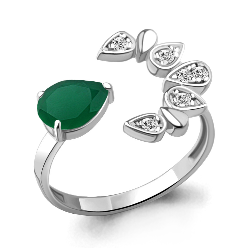 

Кольцо из серебра с агатом\фианитом Aquamarine Aquamarine 6951109А_925_р р, 6951109А_925_р
