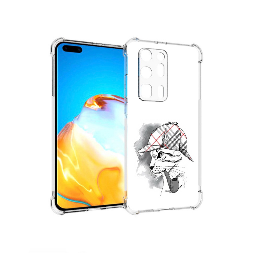 Чехол MyPads Tocco для Huawei P40 Pro+ кошка с трубкой