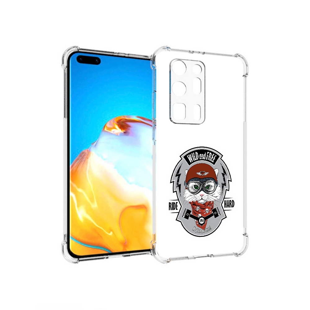 Чехол MyPads Tocco для Huawei P40 Pro+ кошка в шлеме