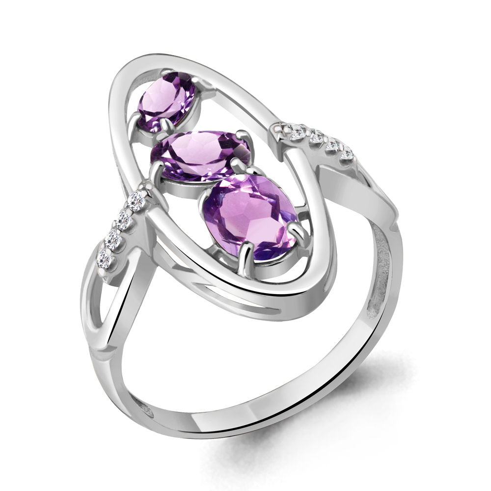 

Кольцо из серебра с аметистом\фианитом Aquamarine Aquamarine 6951004А_925_р р, 6951004А_925_р
