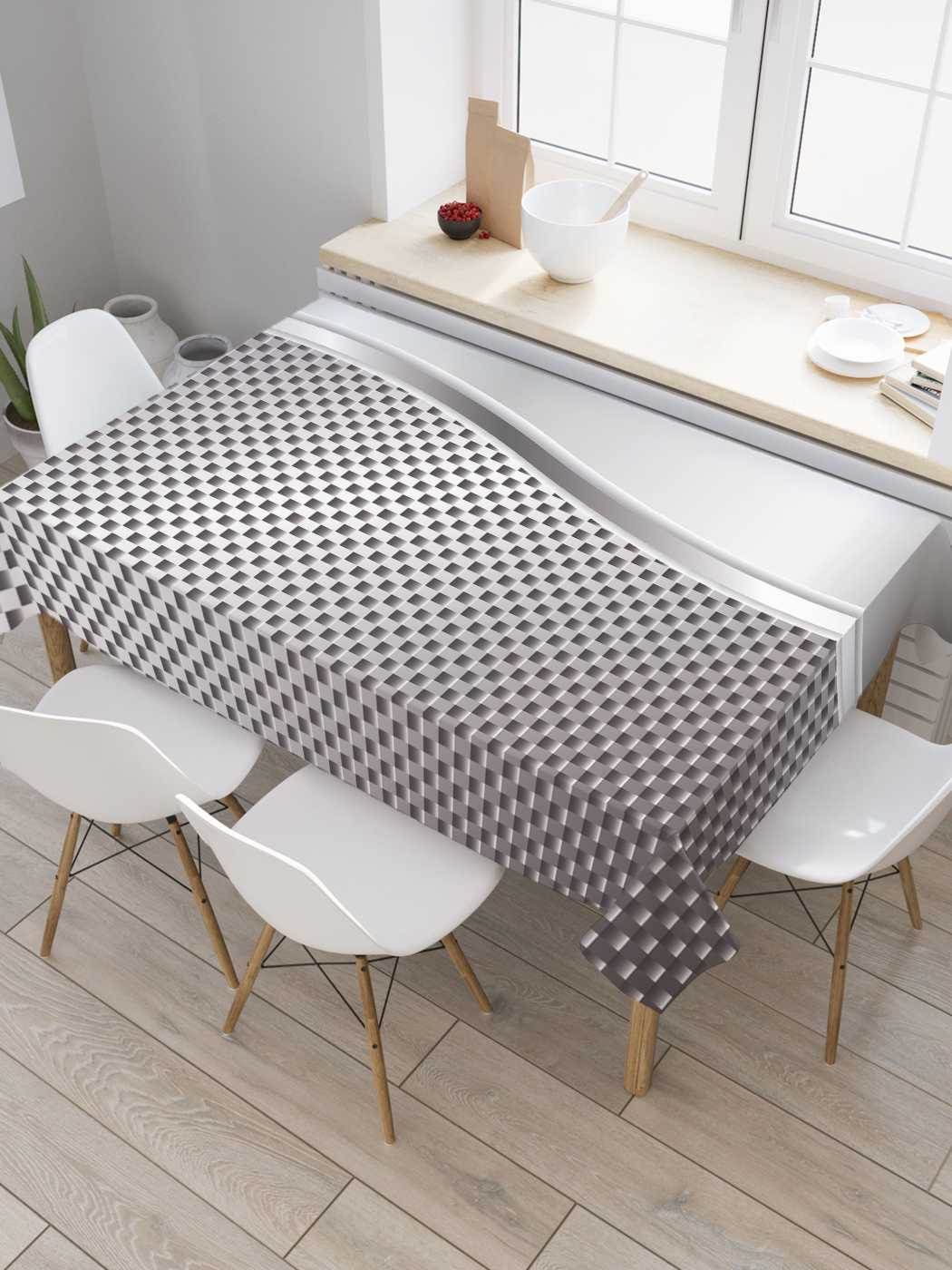 

Скатерть прямоугольная JoyArty "Блестящая поверхность" из оксфорда, 180x145 см, Серый, Блестящая поверхность