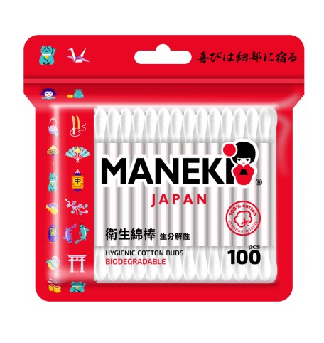 Палочки ватные гигиенические Maneki RED, 100 штук 100029550238 белый