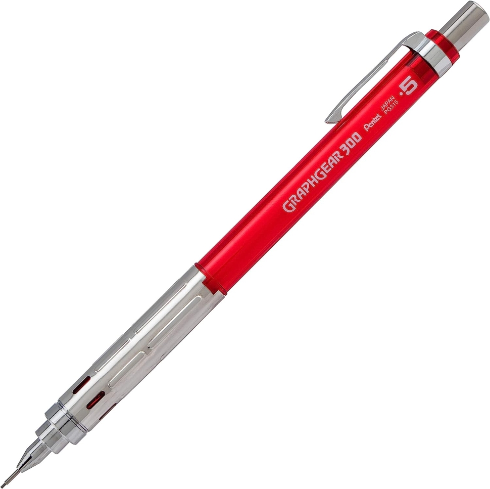 

Карандаш механический Pentel GraphGear 300 красный корпус 0,5мм PG315-TBX, 300