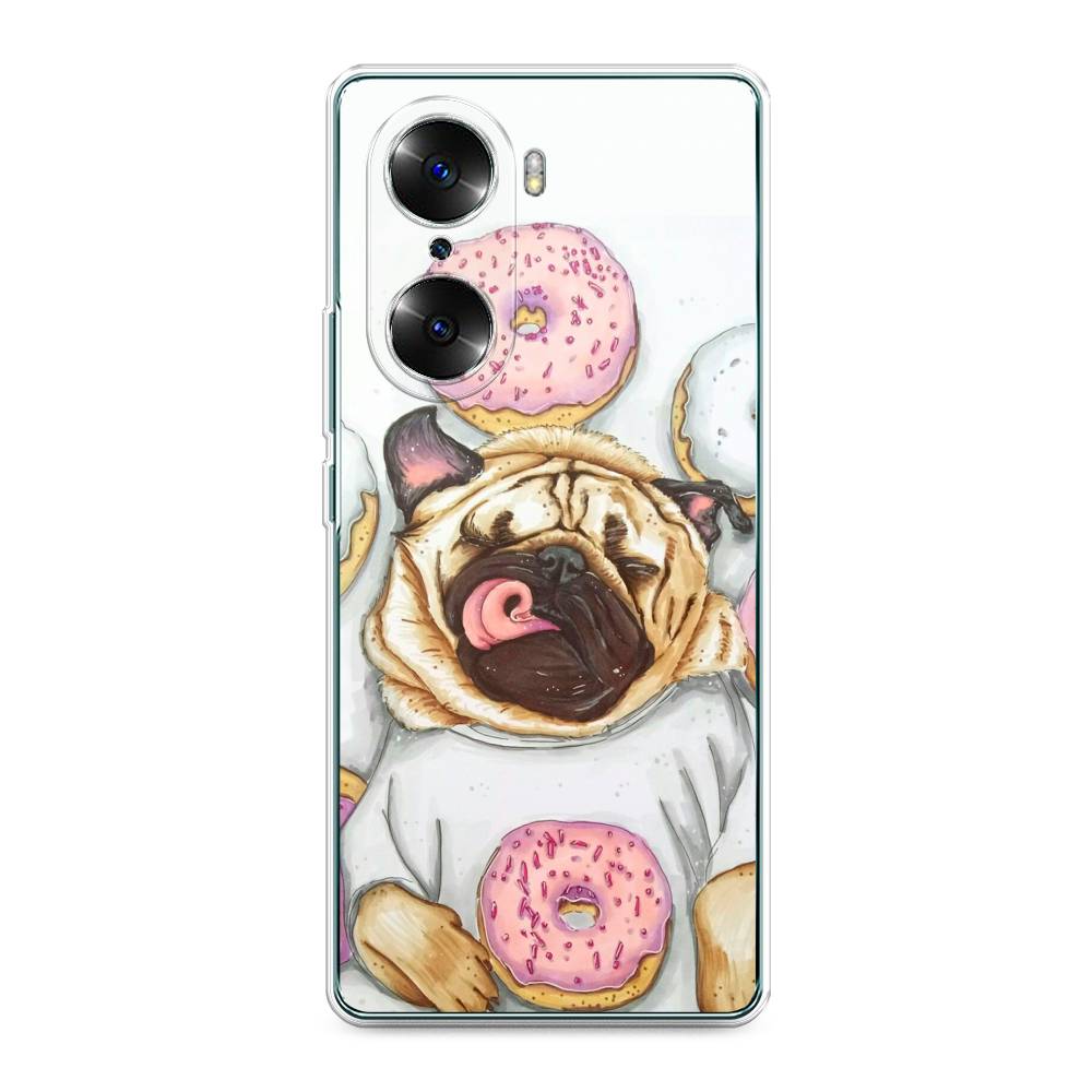 

Чехол на Honor 60 "Счастливый мопс", Розовый;бежевый;коричневый, 6106650-1