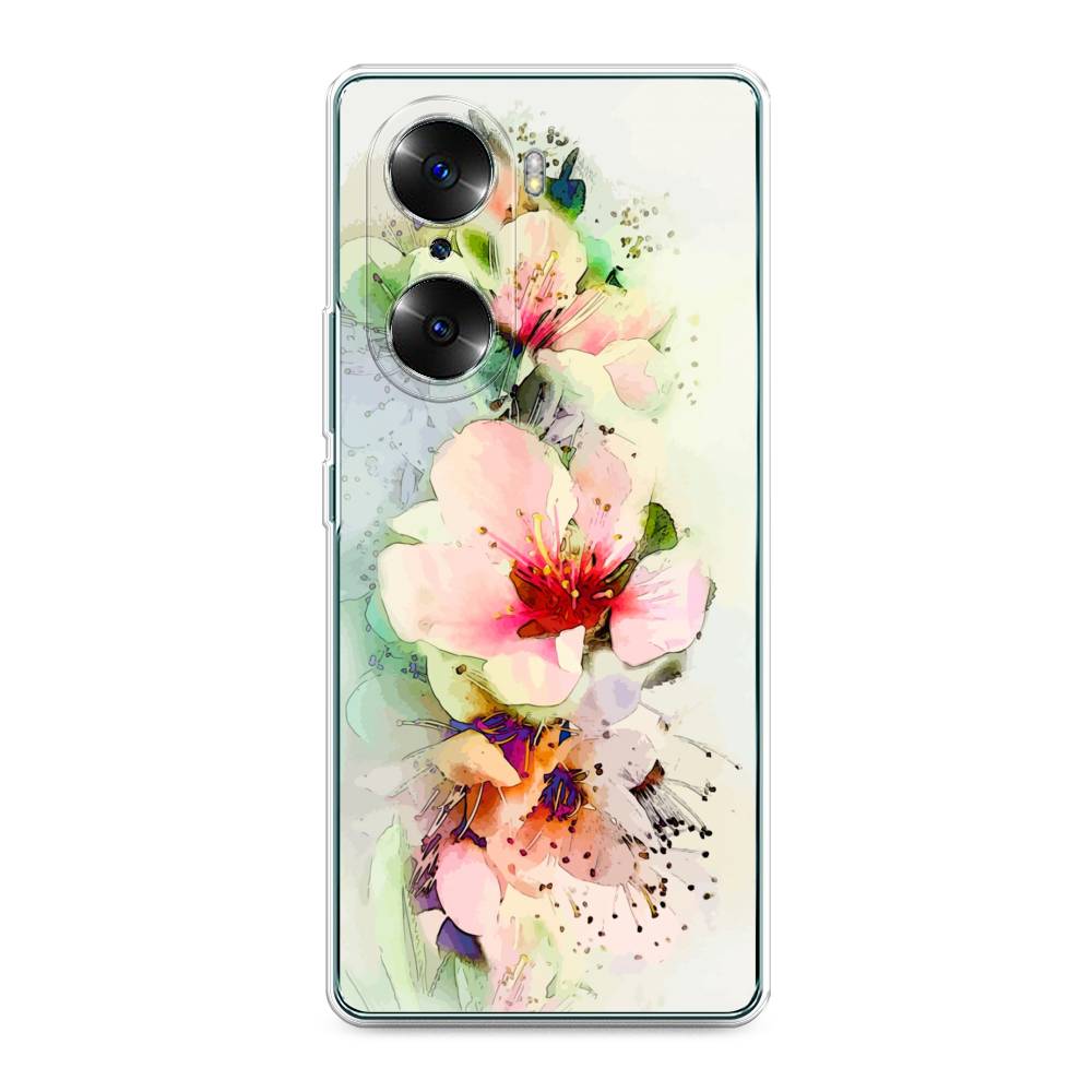

Чехол на Honor 60 "Нежные цветы", Зеленый;розовый, 6106650-2