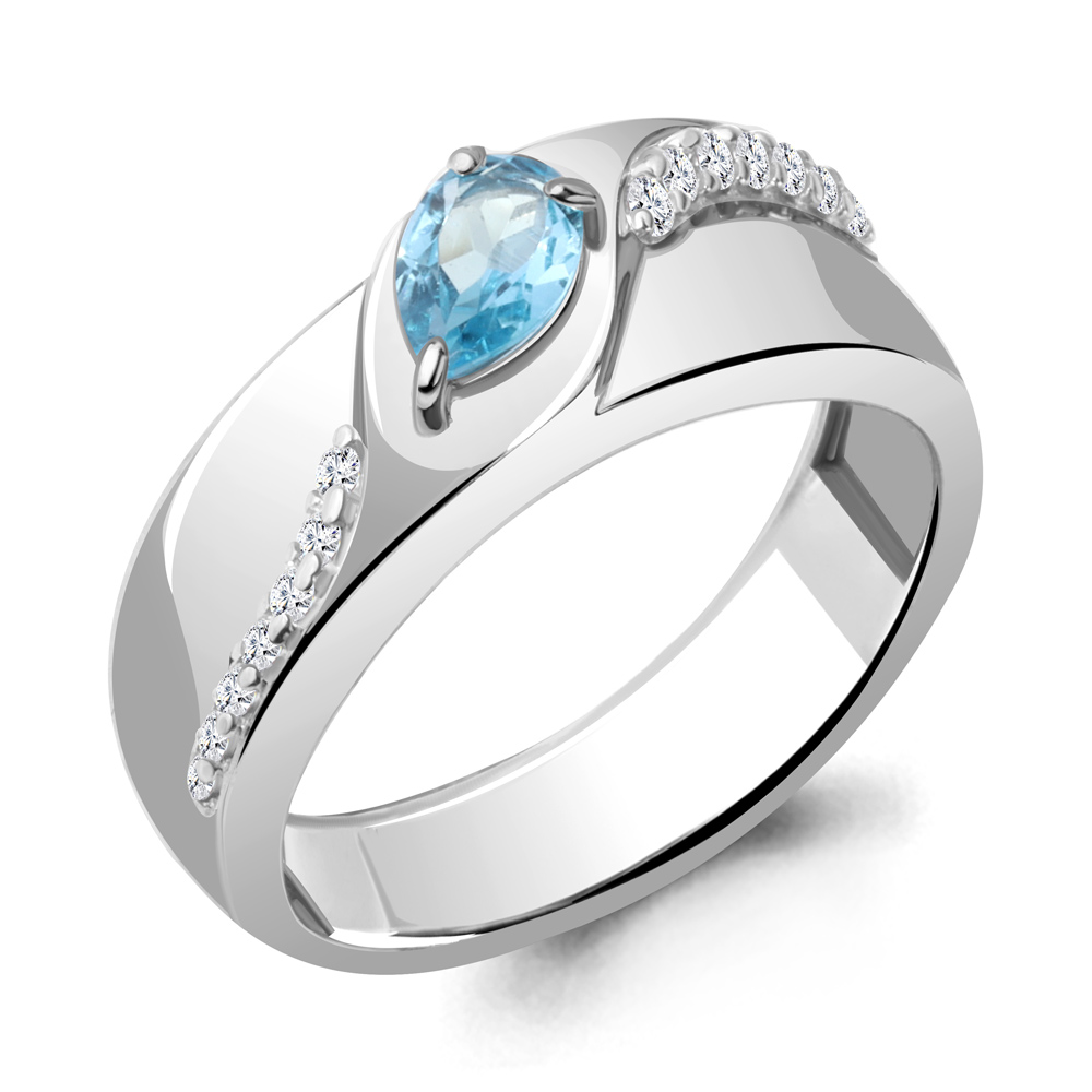 

Кольцо из серебра с топазом\фианитом Aquamarine Aquamarine 6968005А_925_р р. 18, 6968005А_925_р