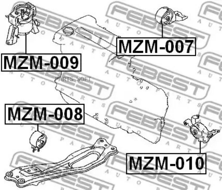 

FEBEST Подушка двигателя левая FEBEST MZM-010
