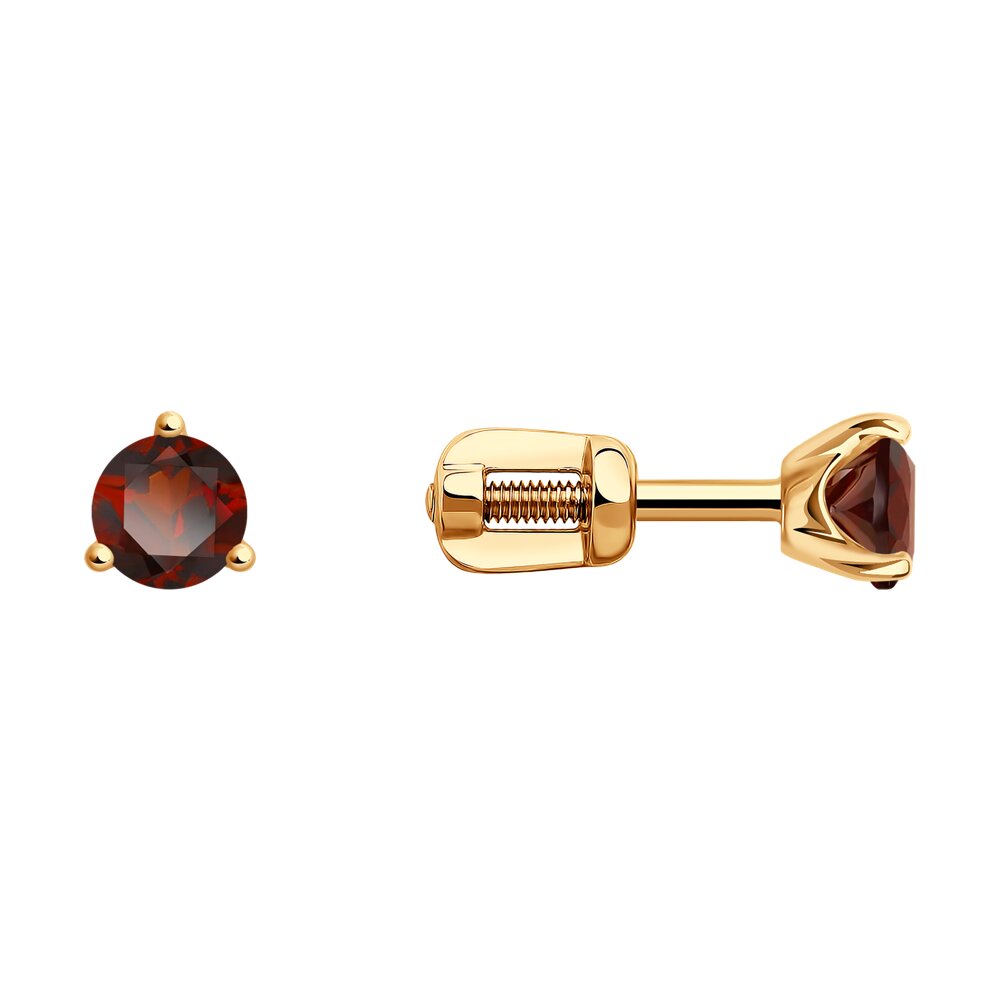 

Серьги пусеты из красного золота Diamant 51-322-01692-4, гранат, 51-322-01692-4