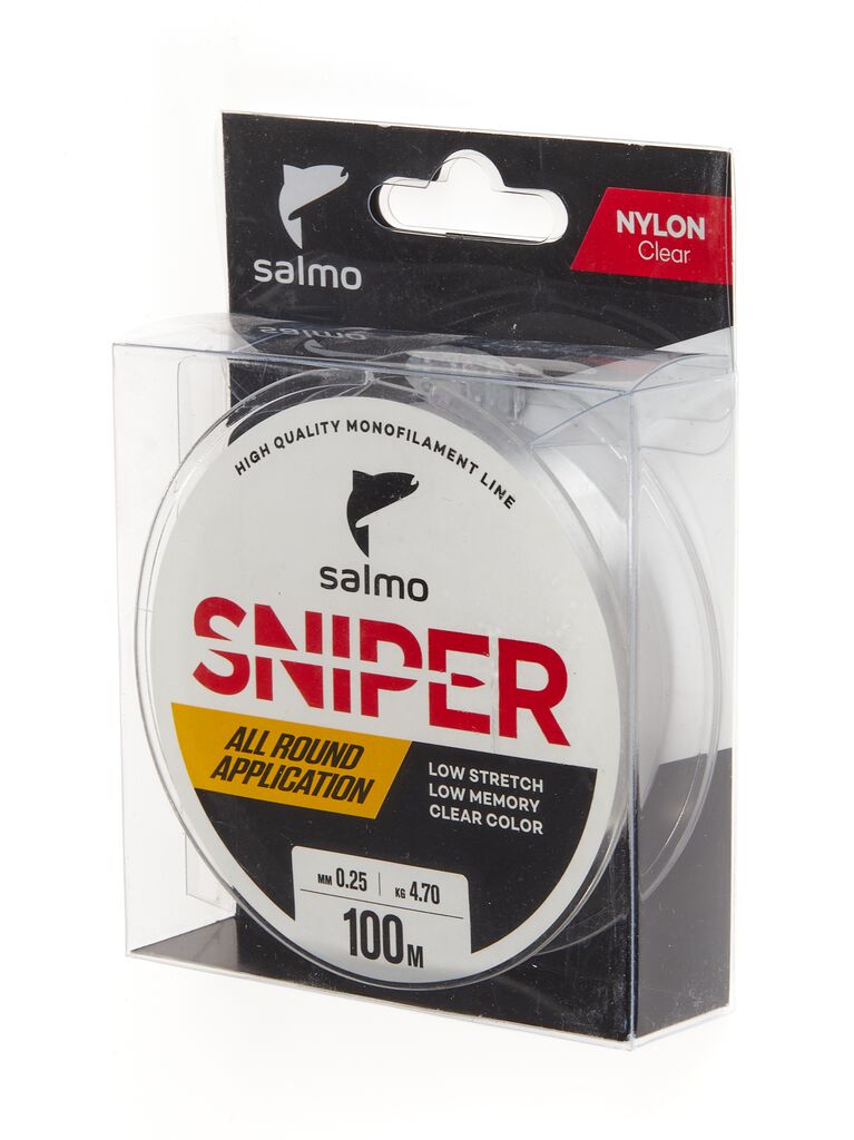 

Леска монофильная Salmo Sniper 0,25 мм, 100 м, 4,7 кг, clear, Прозрачный, Sniper