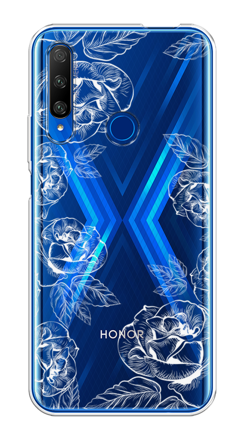 

Чехол на Huawei Honor 9X Premium "Розы графика", Черный;серый, 610650-2