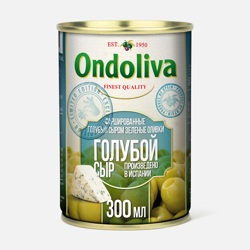 Оливки Ondoliva зелёные, фаршированные голубым сыром, 280 г